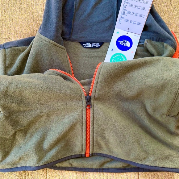 The North Face® boys fleece hoodie zip-thru jacket, L 14/16 olive w/gray NWT - Picture 7 of 9